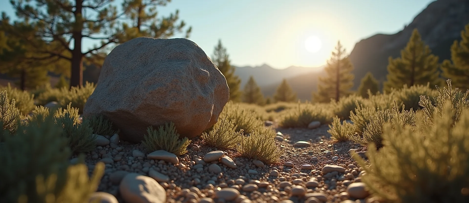 Symbolizing Stability/Peak: A local Sierra Juniper unshakable boulder. - AI Generated