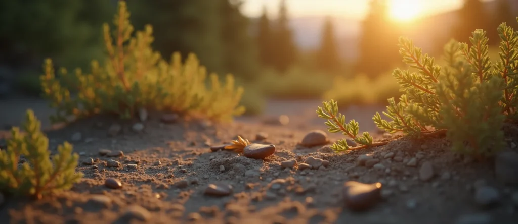 Symbolizing Seed/New Beginning: A local Quaking Aspen single pine seed on dry earth. - AI Generated