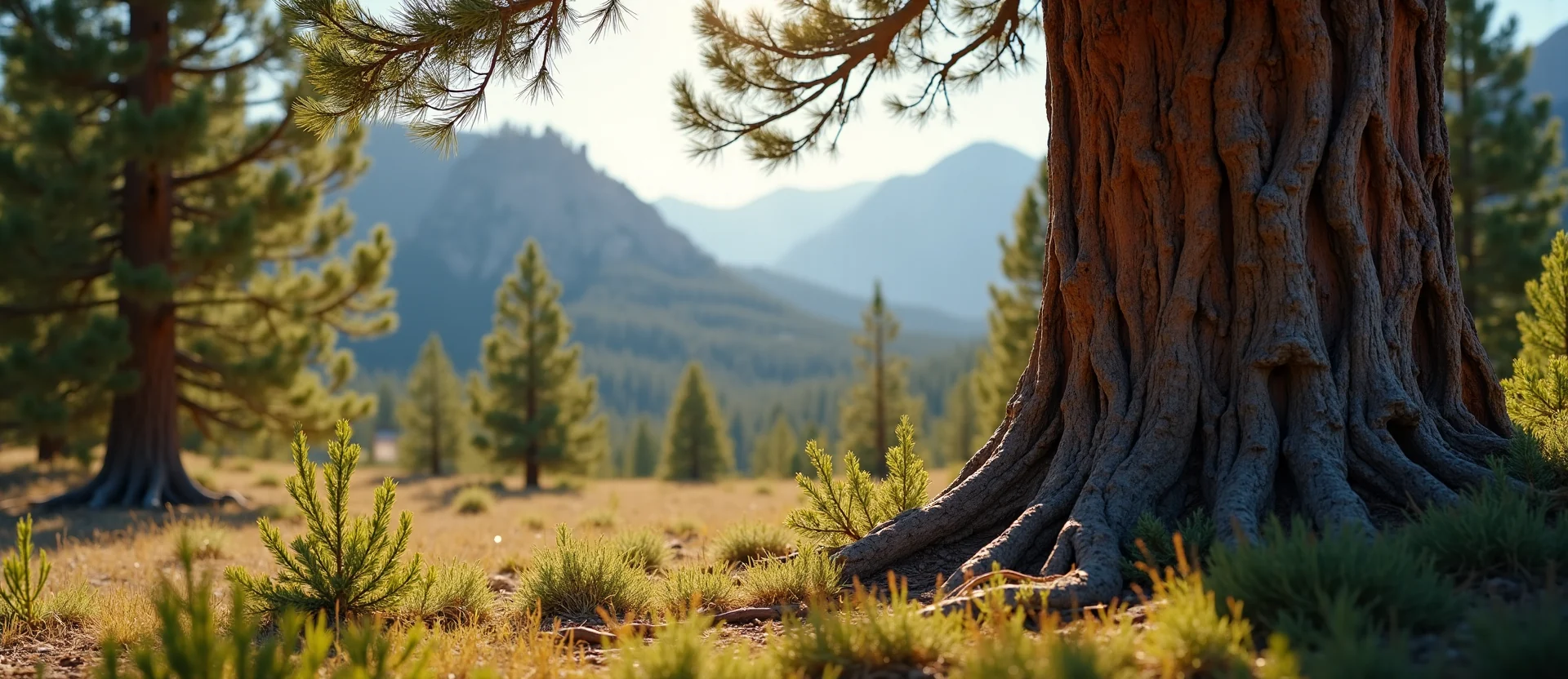 Symbolizing Growth/Resilience: A local Sierra Juniper sturdy weathered tree trunk. - AI Generated