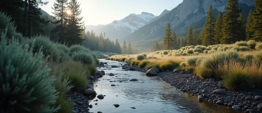 Symbolizing Flow/Cleansing: A local Rabbitbrush hidden small waterfall. - AI Generated