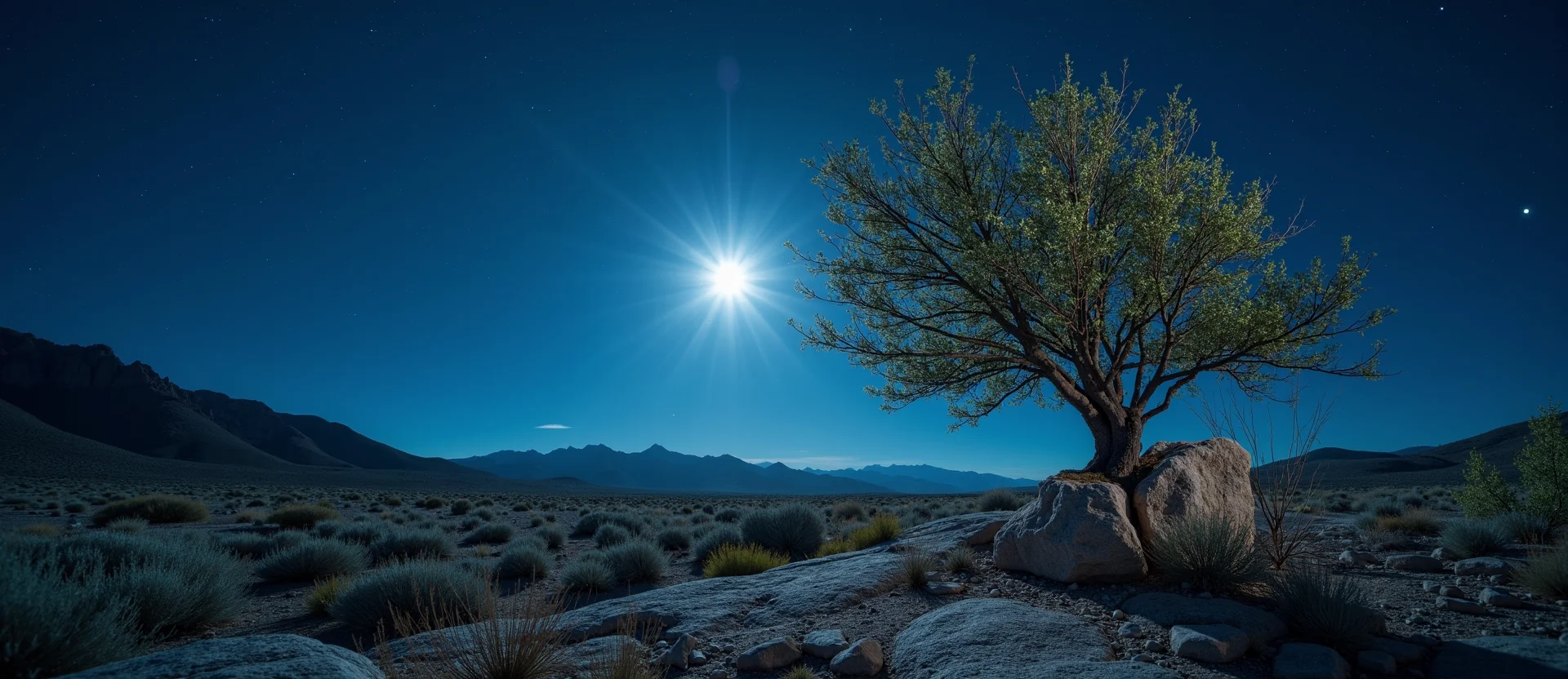 Symbolizing Growth/Resilience: A local Rabbitbrush tree growing out of a rock cleft. - AI Generated