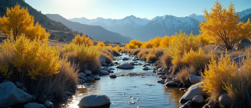 Symbolizing Flow/Cleansing: A local Indian Paintbrush clear cold snowmelt stream. - AI Generated