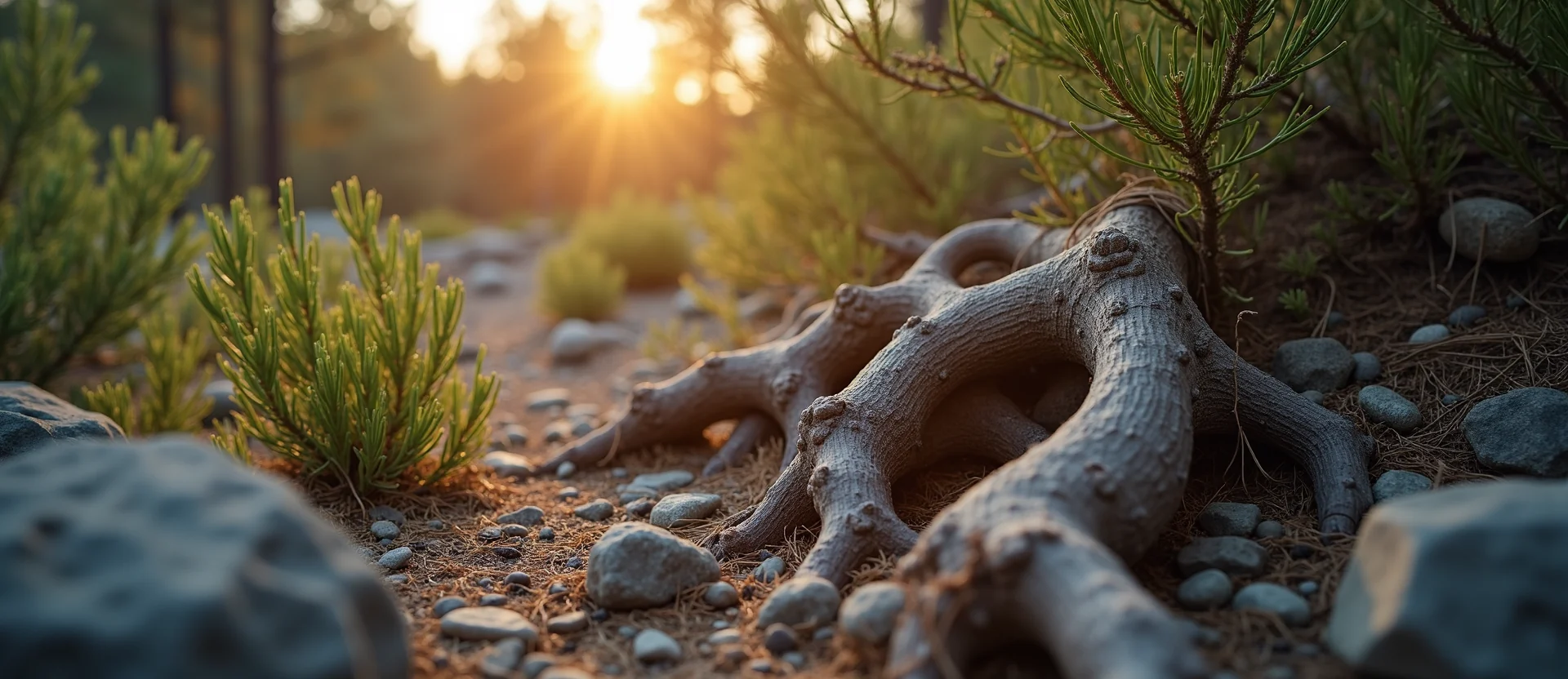 Symbolizing Growth/Resilience: A local Manzanita gnarled juniper roots. - AI Generated