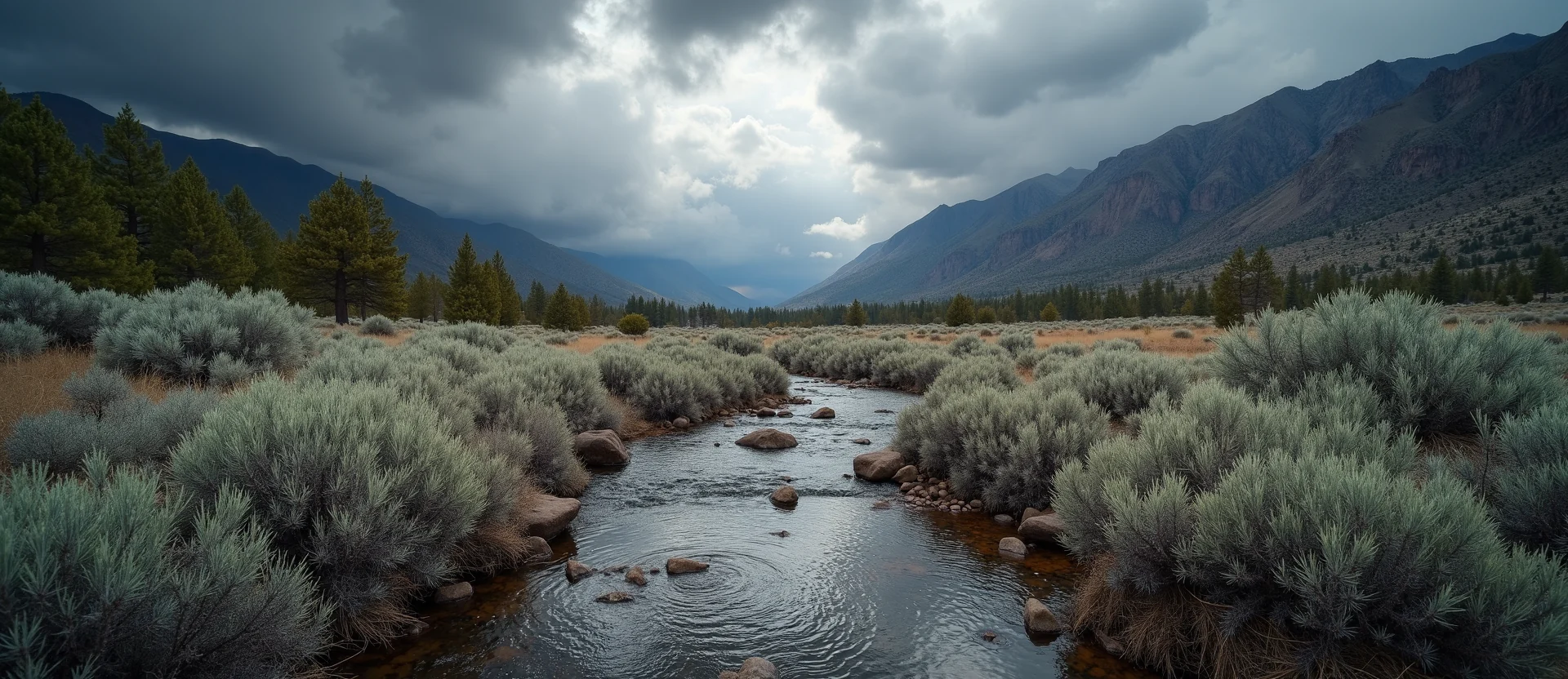 Symbolizing Flow/Cleansing: A local Sierra Juniper babbling mountain creek. - AI Generated