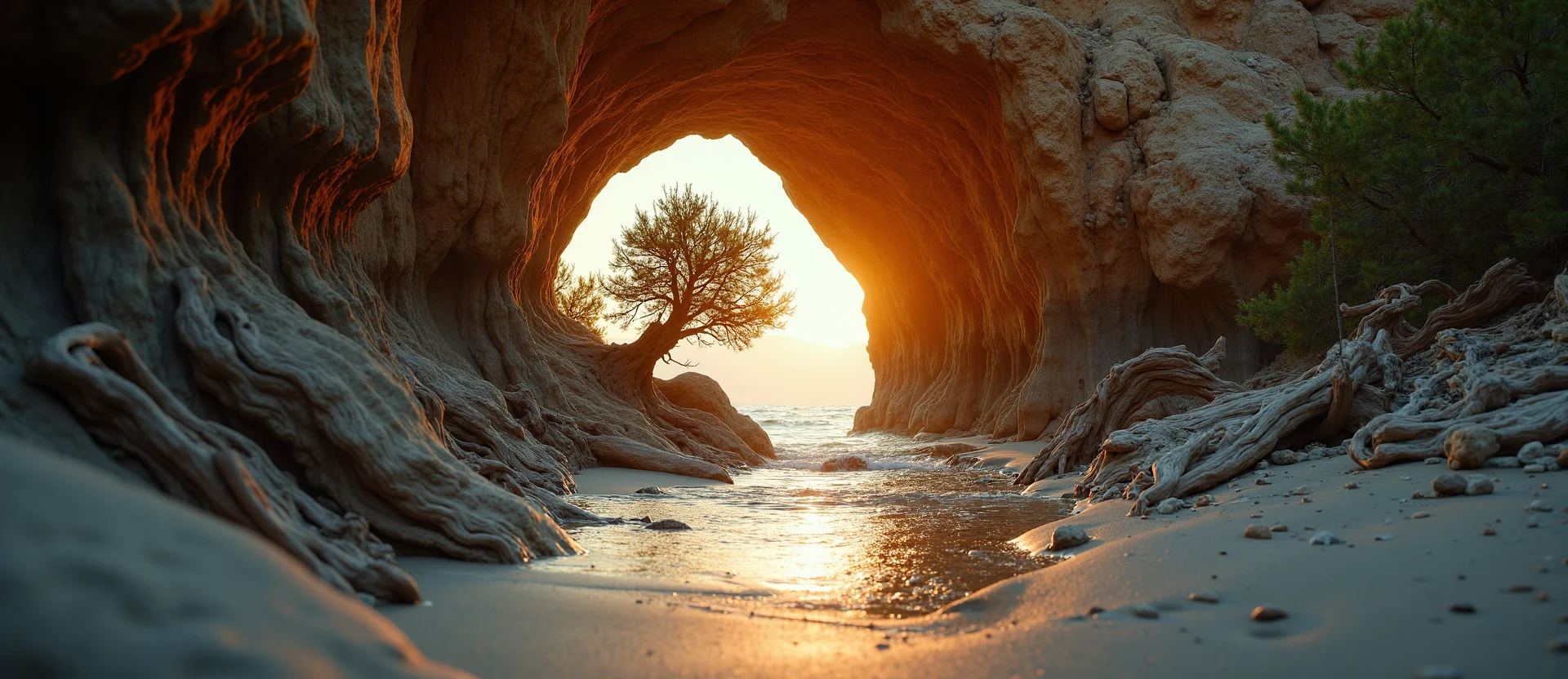 Symbolizing Growth/Resilience: A local Sierra Juniper tree growing out of a rock cleft. - AI Generated