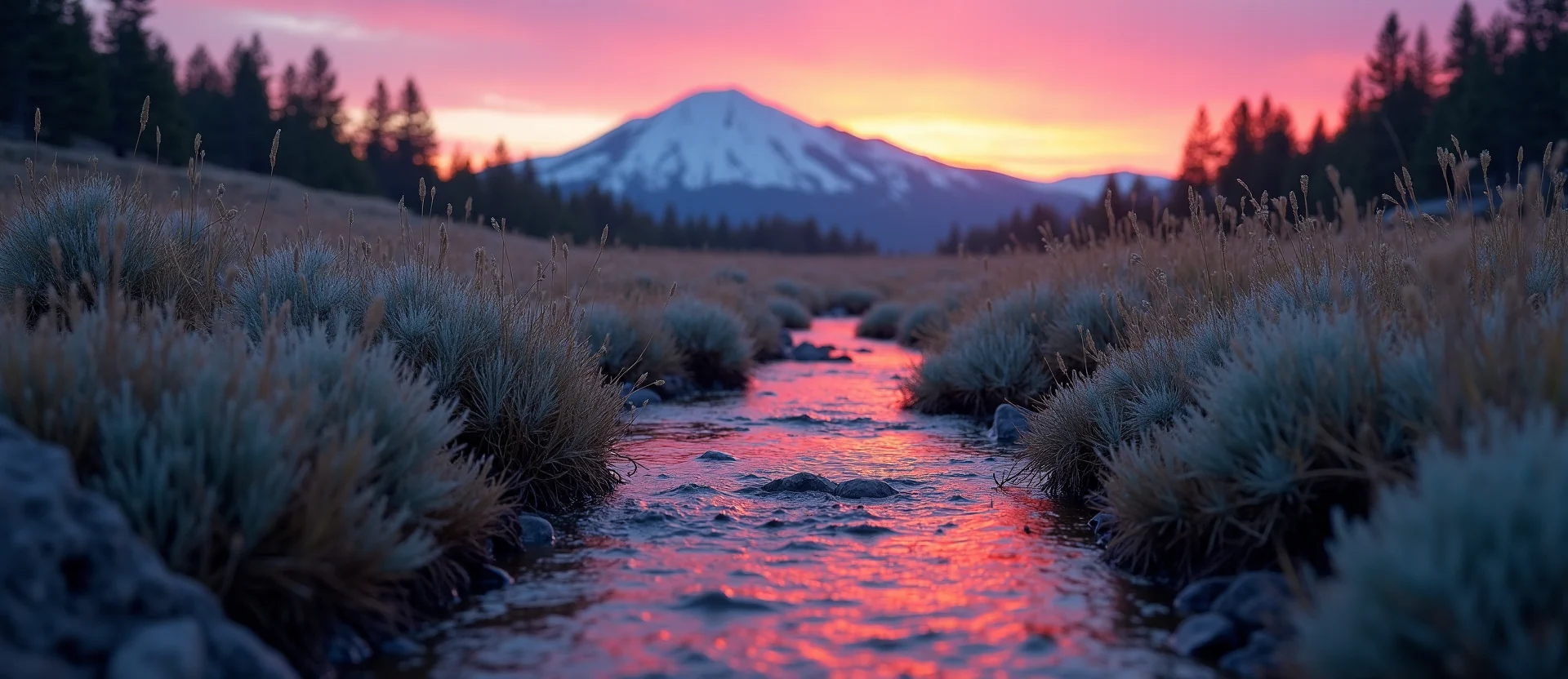Symbolizing Flow/Cleansing: A local Rabbitbrush clear cold snowmelt stream. - AI Generated