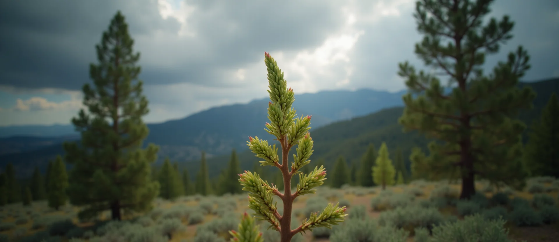 Symbolizing Seed/New Beginning: A local Desert Peach new green bud on a branch. - AI Generated