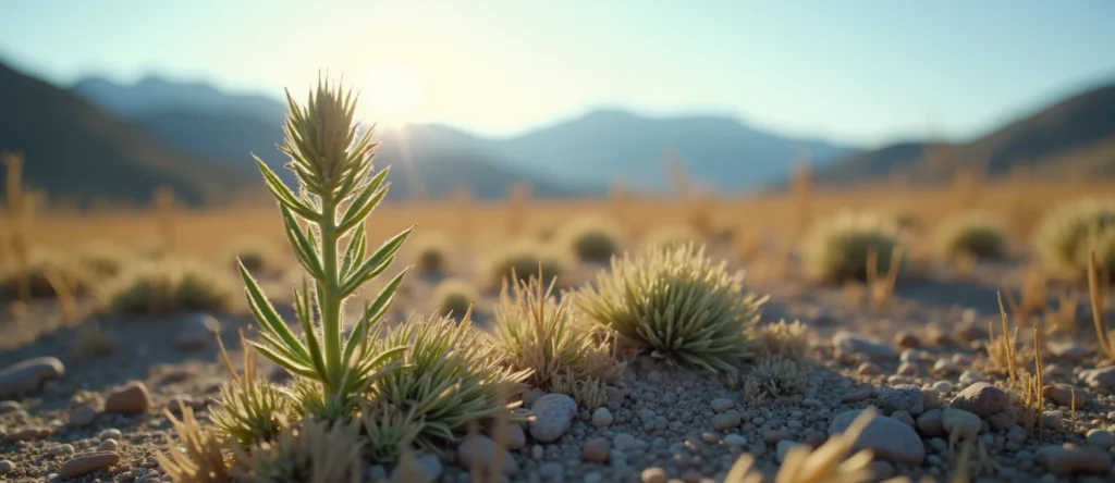 Symbolizing Seed/New Beginning: A local Indian Paintbrush sprouting sagebrush seedling. - AI Generated
