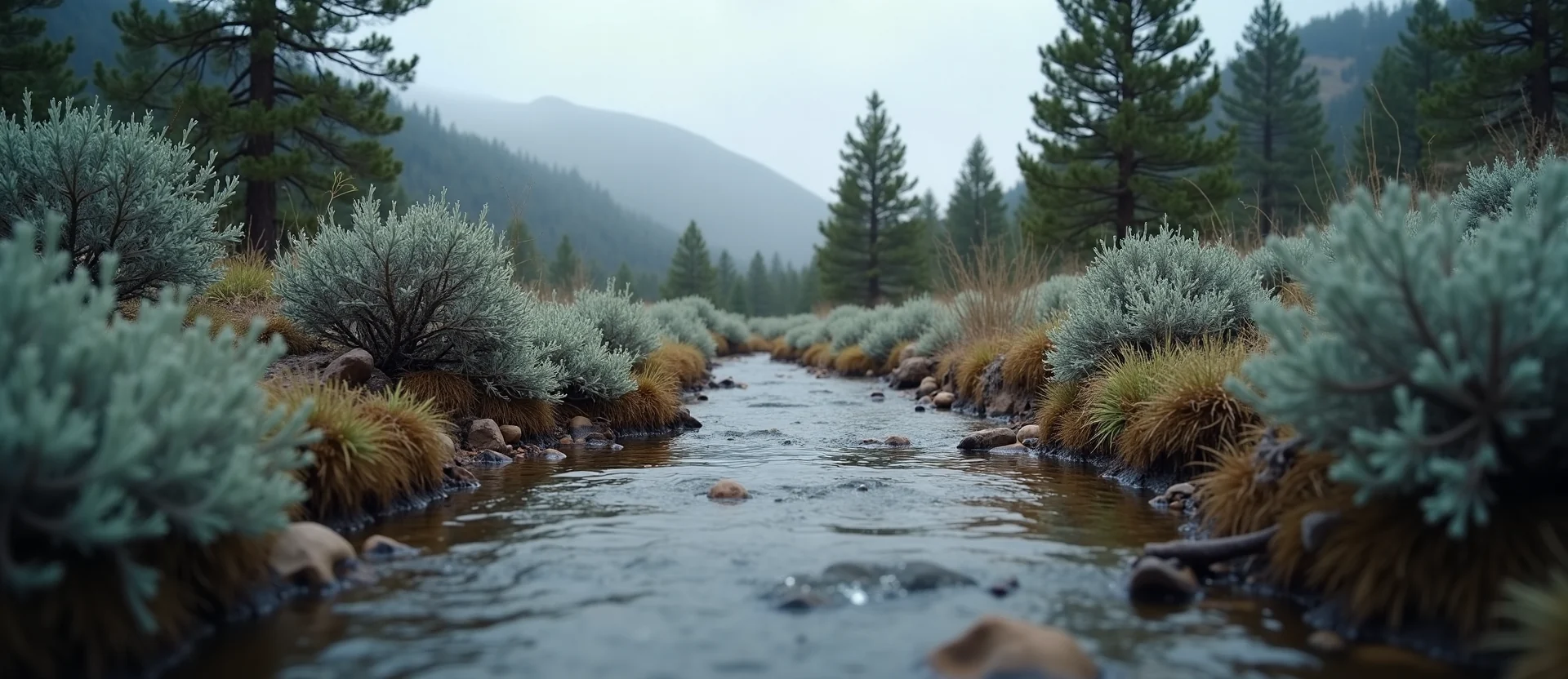 Symbolizing Flow/Cleansing: A local Manzanita clear cold snowmelt stream. - AI Generated
