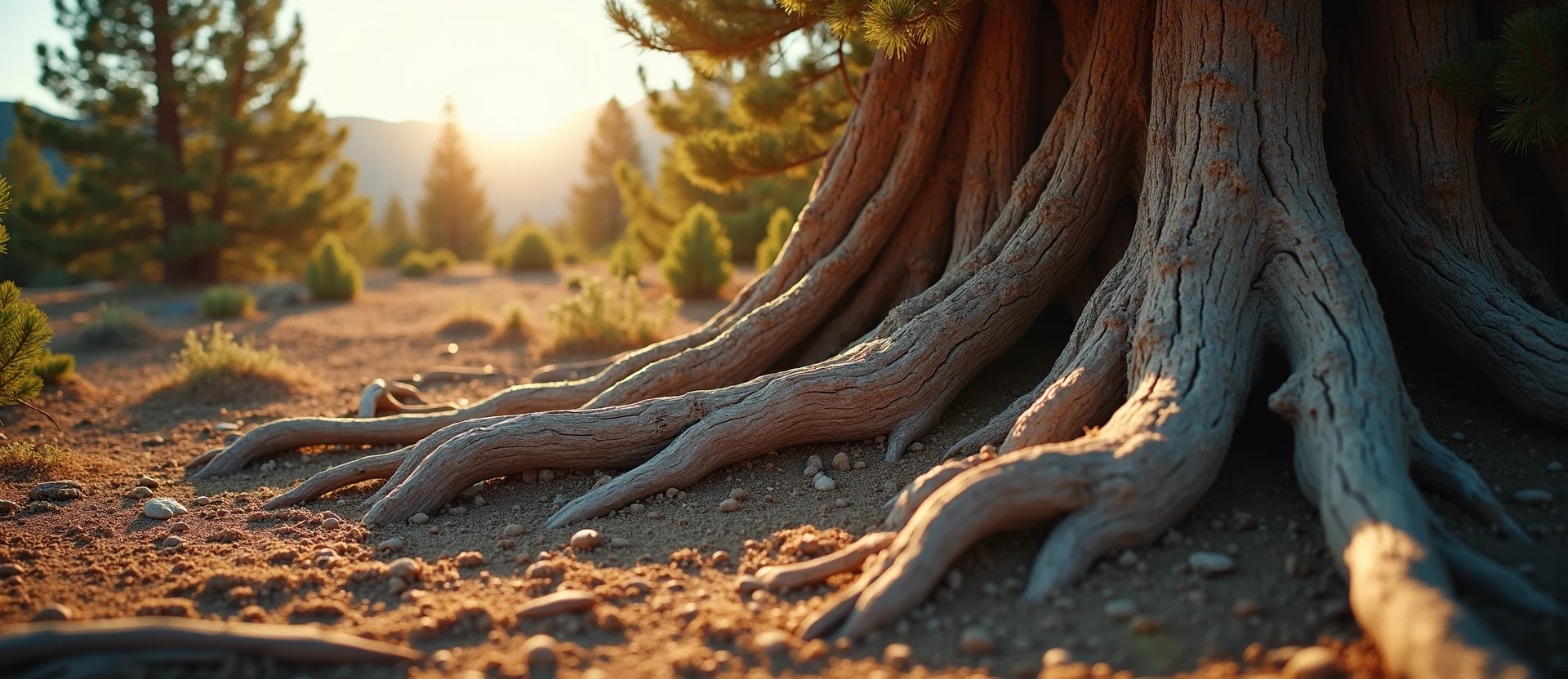 Symbolizing Growth/Resilience: A local Ponderosa Pine sturdy weathered tree trunk. - AI Generated