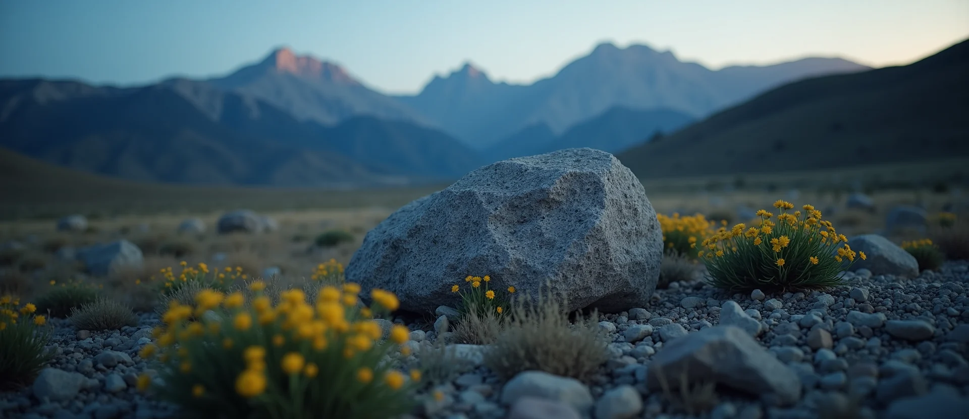 Symbolizing Stability/Peak: A local Indian Paintbrush unshakable boulder. - AI Generated