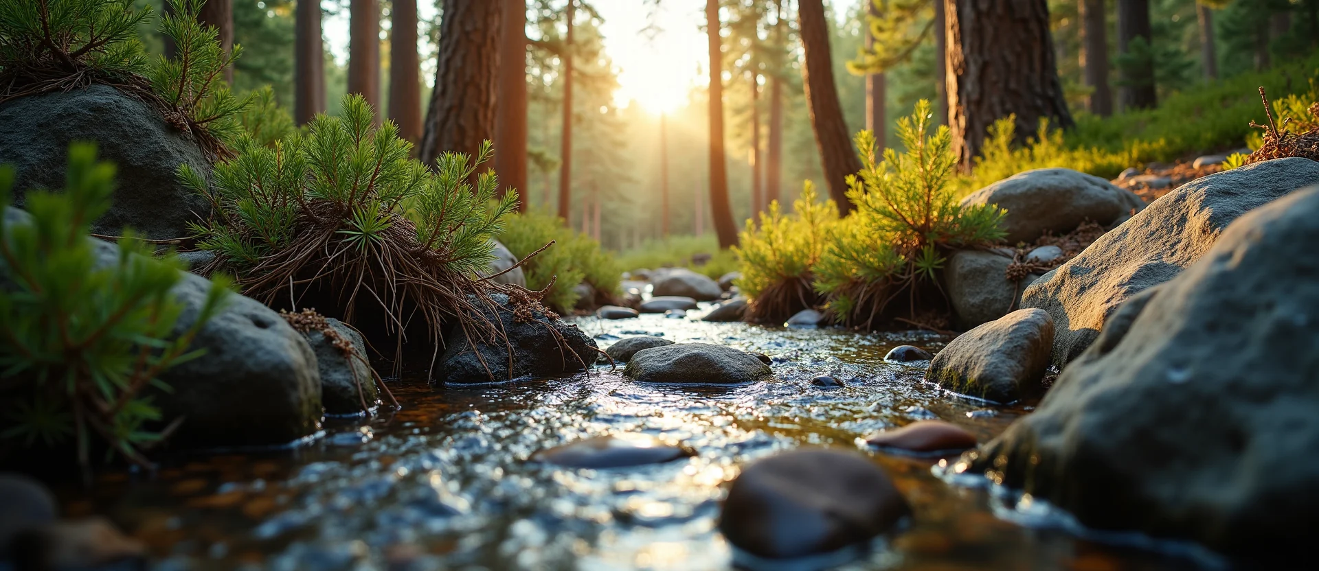 Symbolizing Flow/Cleansing: A local Quaking Aspen babbling mountain creek. - AI Generated