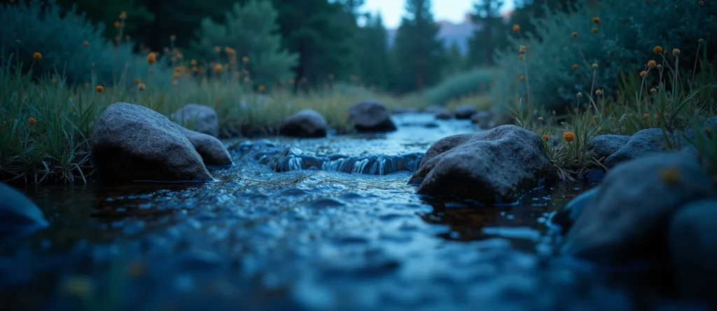 Symbolizing Flow/Cleansing: A local Sagebrush (Artemisia tridentata) babbling mountain creek. - AI Generated