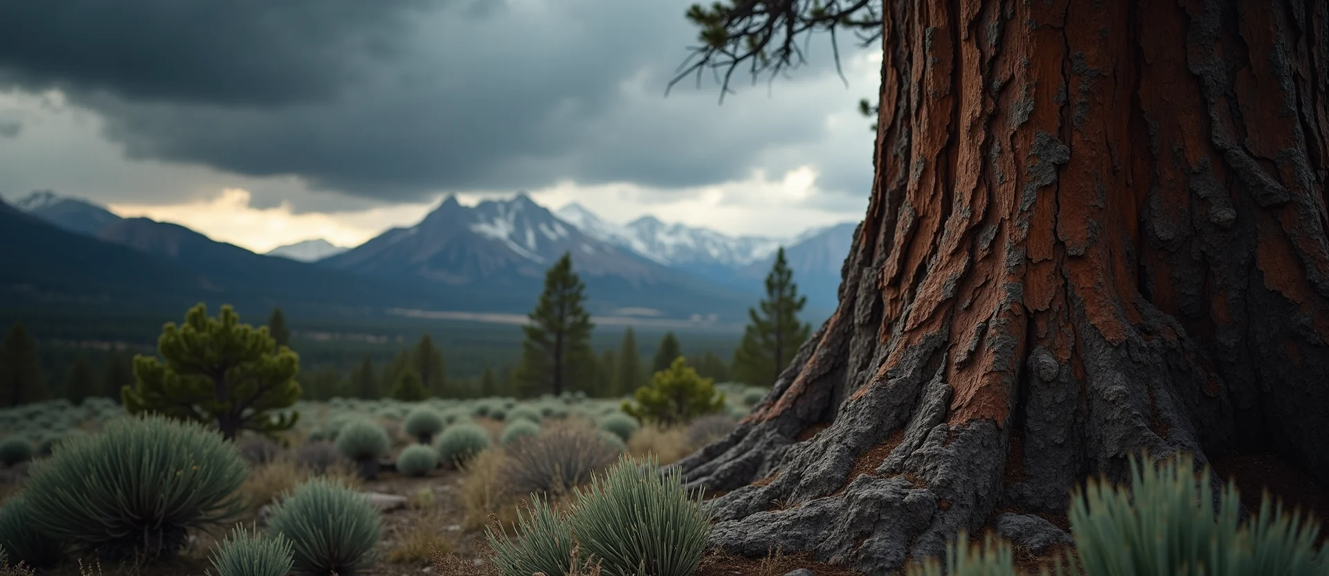 Symbolizing Growth/Resilience: A local Sierra Juniper sturdy weathered tree trunk. - AI Generated