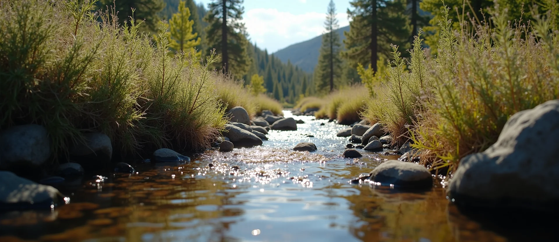 Symbolizing Flow/Cleansing: A local Sagebrush (Artemisia tridentata) babbling mountain creek. - AI Generated