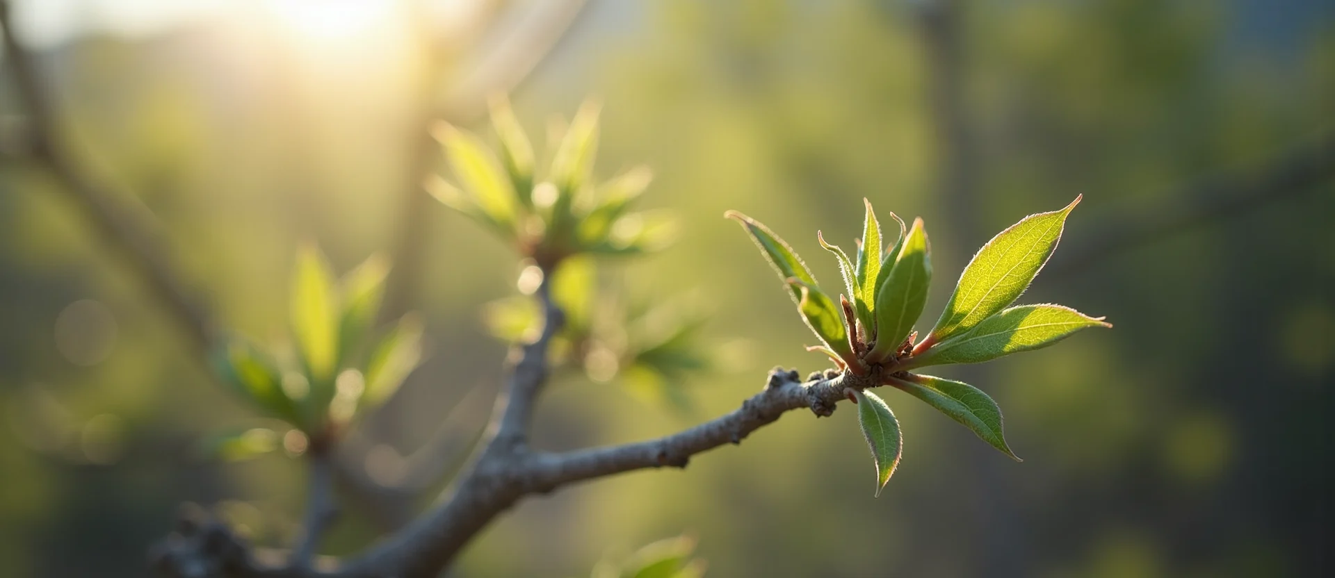 Symbolizing Seed/New Beginning: A local Manzanita new green bud on a branch. - AI Generated