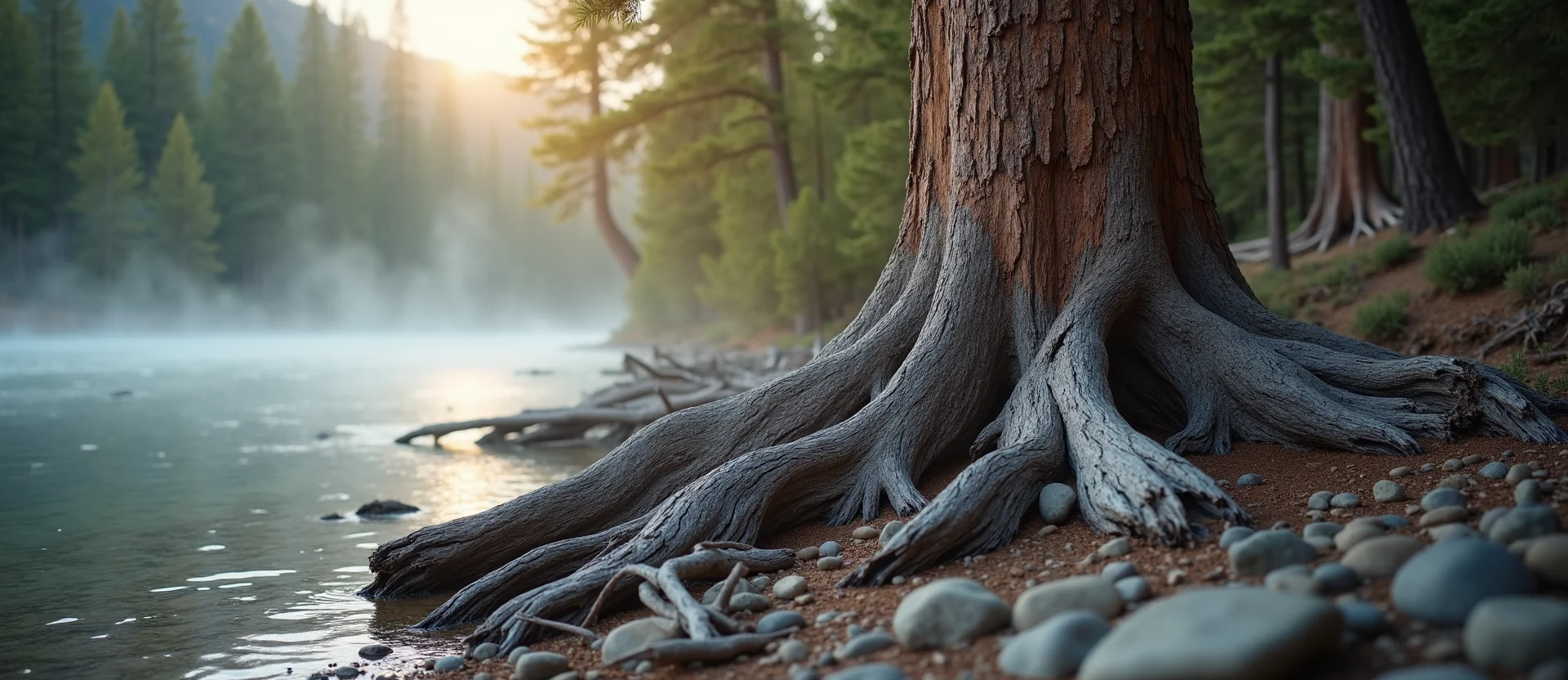 Symbolizing Growth/Resilience: A local Mountain Mahogany sturdy weathered tree trunk. - AI Generated