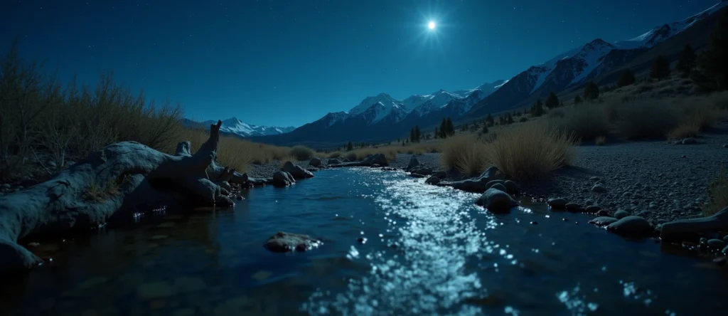 Symbolizing Flow/Cleansing: A local Sagebrush (Artemisia tridentata) clear cold snowmelt stream. - AI Generated