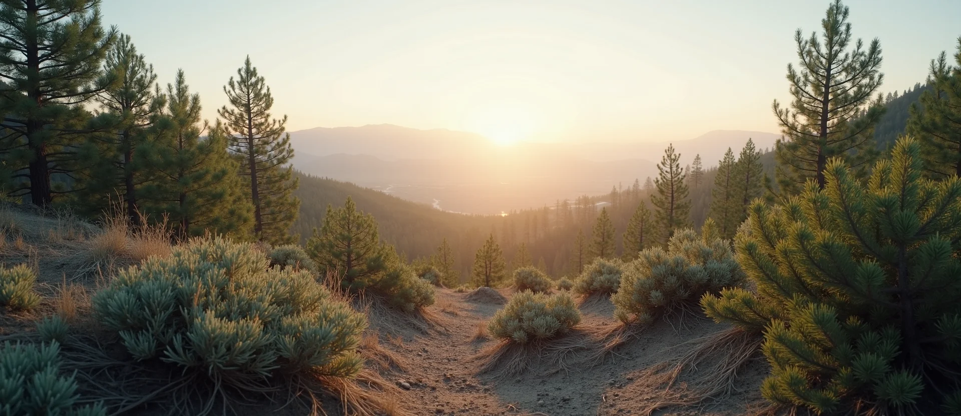 Symbolizing Stability/Peak: A local Manzanita distant Sierra horizon. - AI Generated