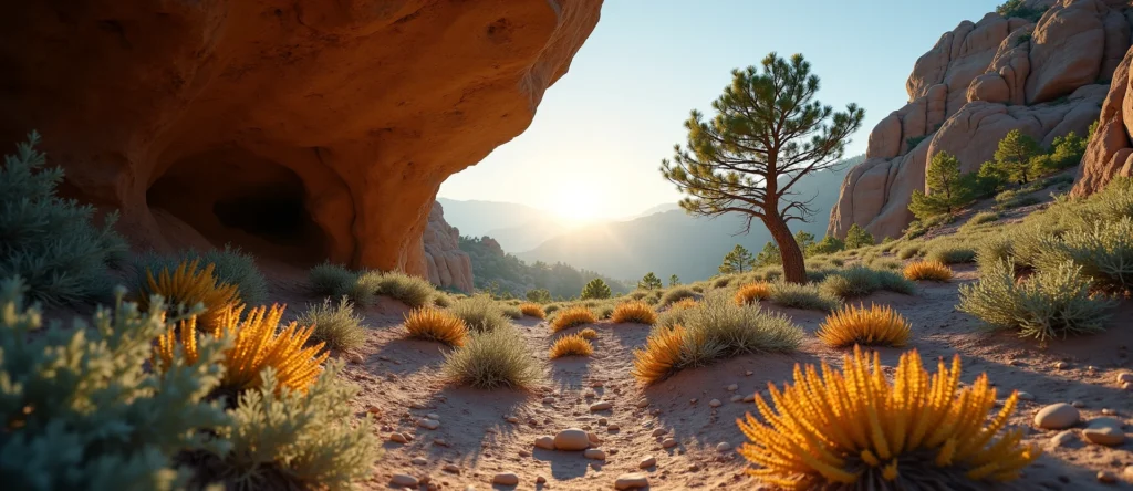 Symbolizing Growth/Resilience: A local Indian Paintbrush tree growing out of a rock cleft. - AI Generated