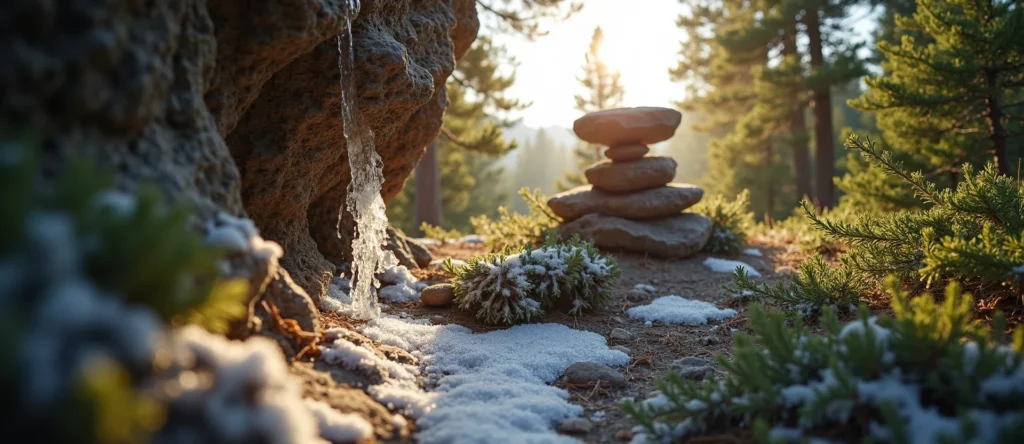 Symbolizing Stability/Peak: A local Sagebrush (Artemisia tridentata) ancient rock cairn. - AI Generated