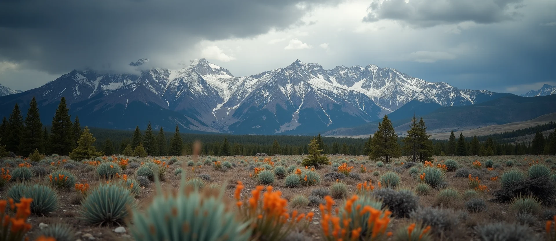 Symbolizing Identity/Local: A local Indian Paintbrush Sierra Nevada skyline. - AI Generated