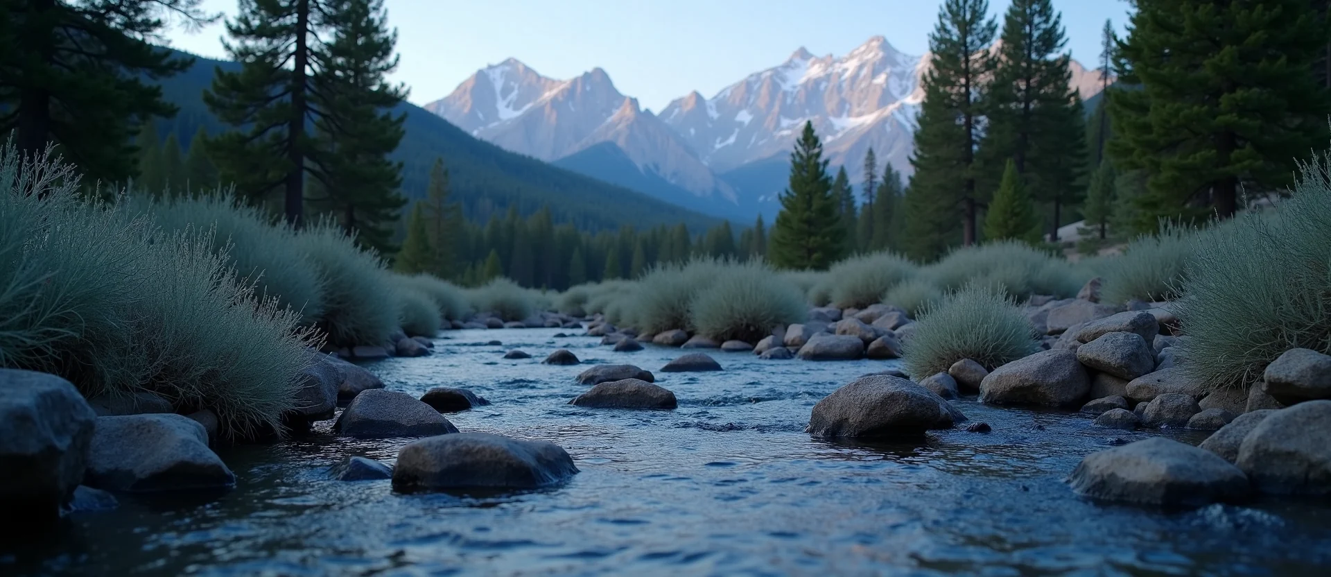 Symbolizing Flow/Cleansing: A local Ponderosa Pine clear cold snowmelt stream. - AI Generated