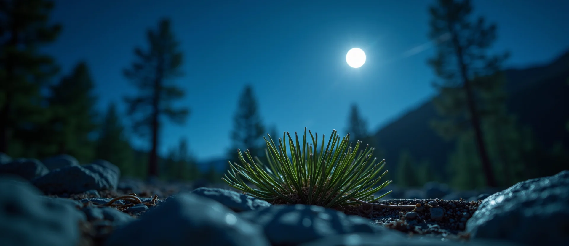 Symbolizing Growth/Resilience: A local Ponderosa Pine new branch reaching for the sky. - AI Generated