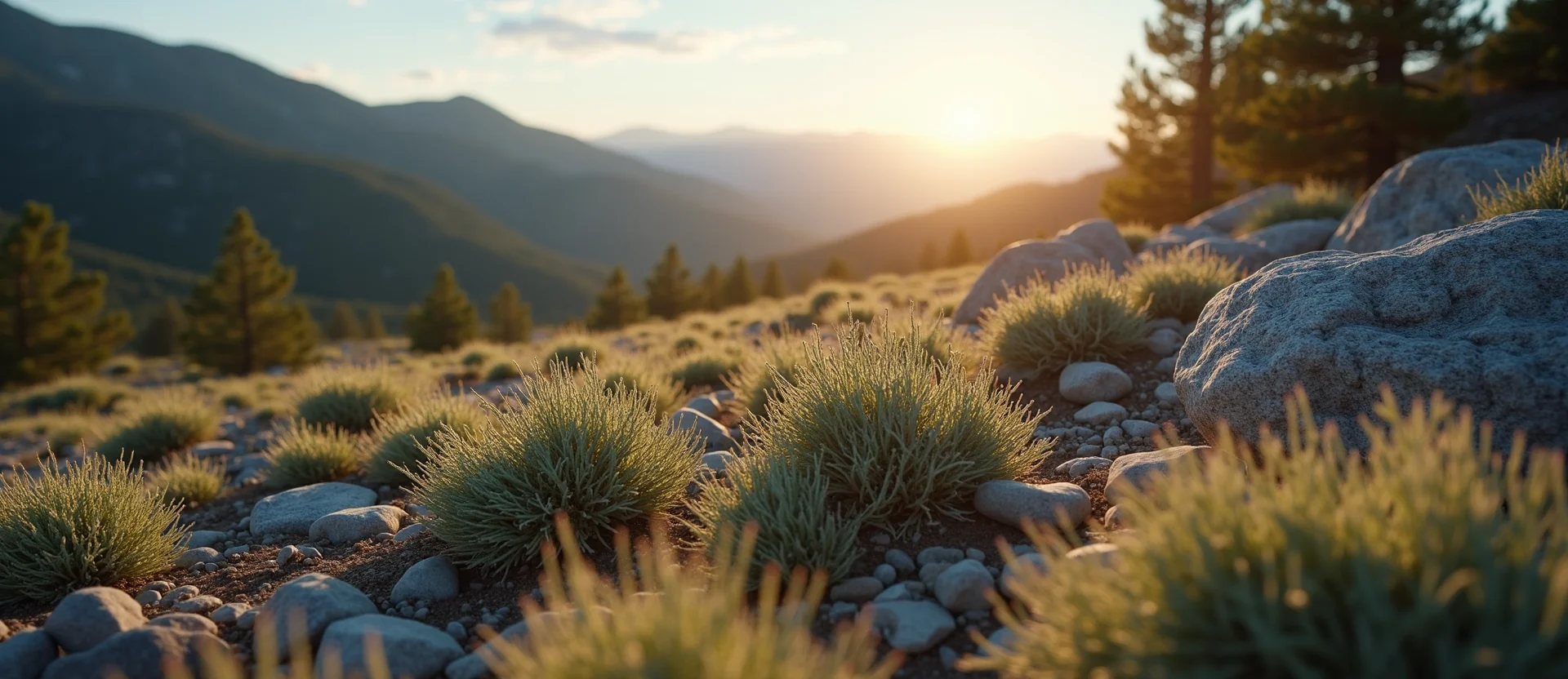 Symbolizing Identity/Local: A local Sagebrush (Artemisia tridentata) Sierra Nevada skyline. - AI Generated