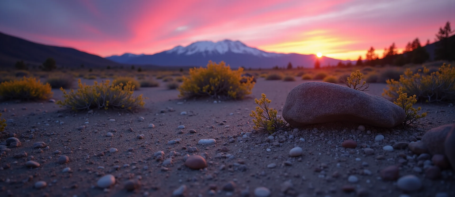 Symbolizing Flow/Cleansing: A local Rabbitbrush smooth Truckee river stones. - AI Generated
