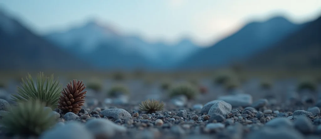Symbolizing Seed/New Beginning: A local Desert Peach single pine seed on dry earth. - AI Generated