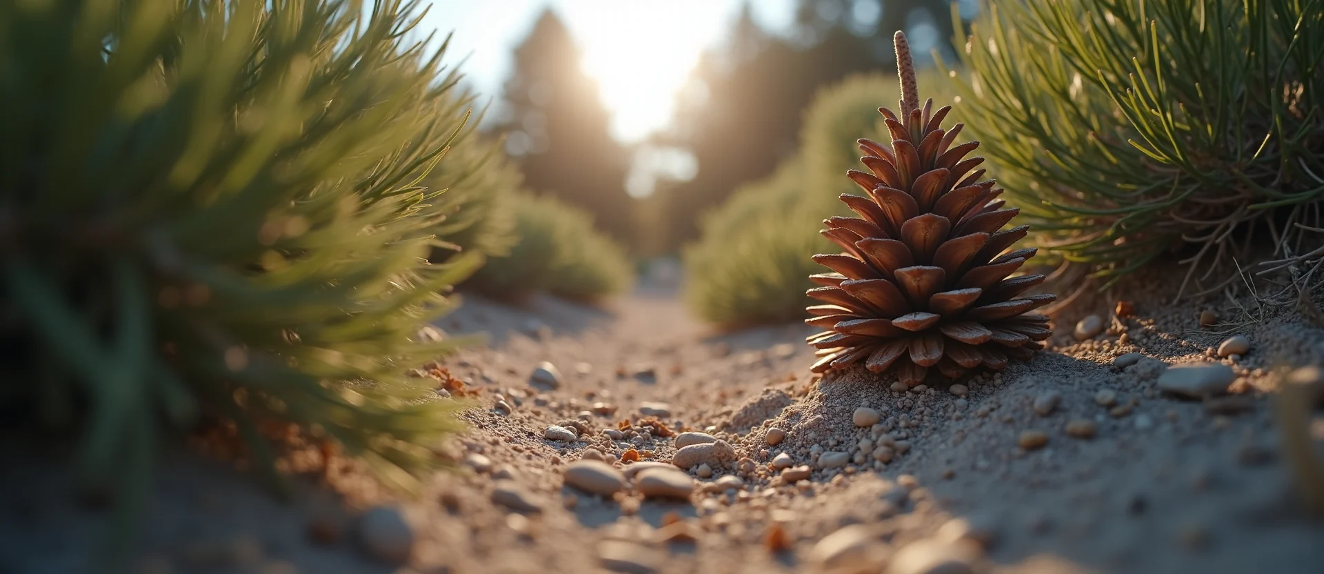Symbolizing Seed/New Beginning: A local Bitterbrush opening pine cone. - AI Generated