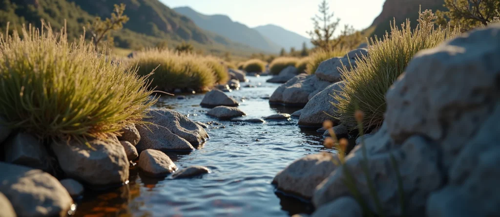 Symbolizing Flow/Cleansing: A local Sagebrush (Artemisia tridentata) babbling mountain creek. - AI Generated