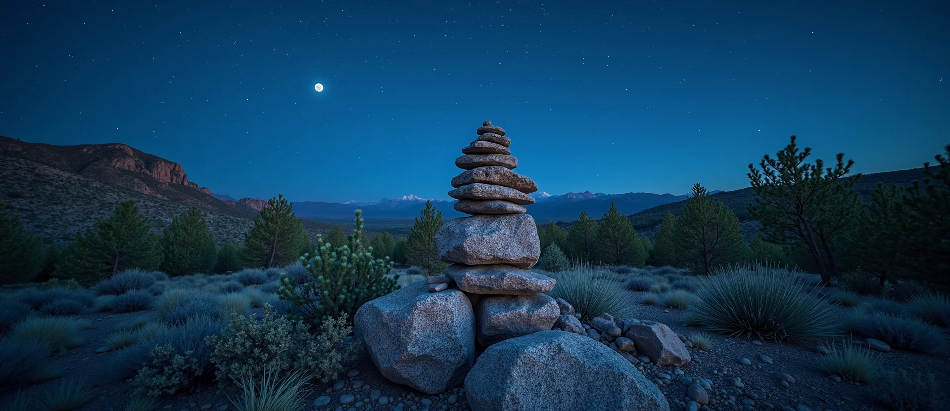 Symbolizing Stability/Peak: A local Mountain Mahogany ancient rock cairn. - AI Generated