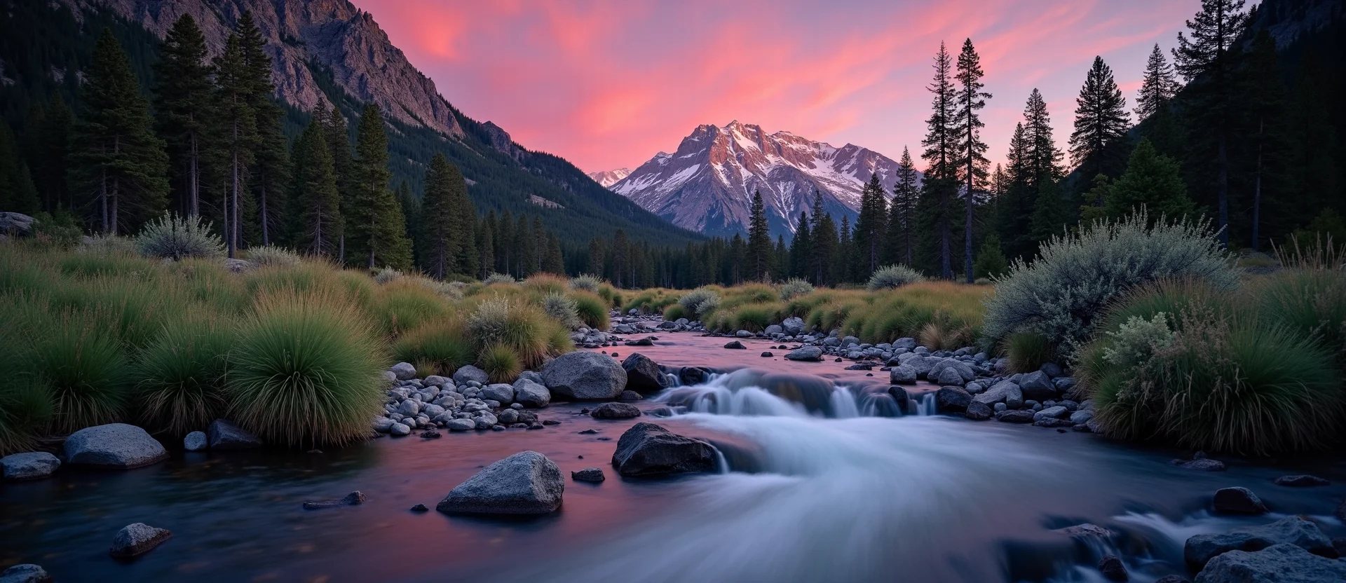 Symbolizing Flow/Cleansing: A local Ponderosa Pine hidden small waterfall. - AI Generated