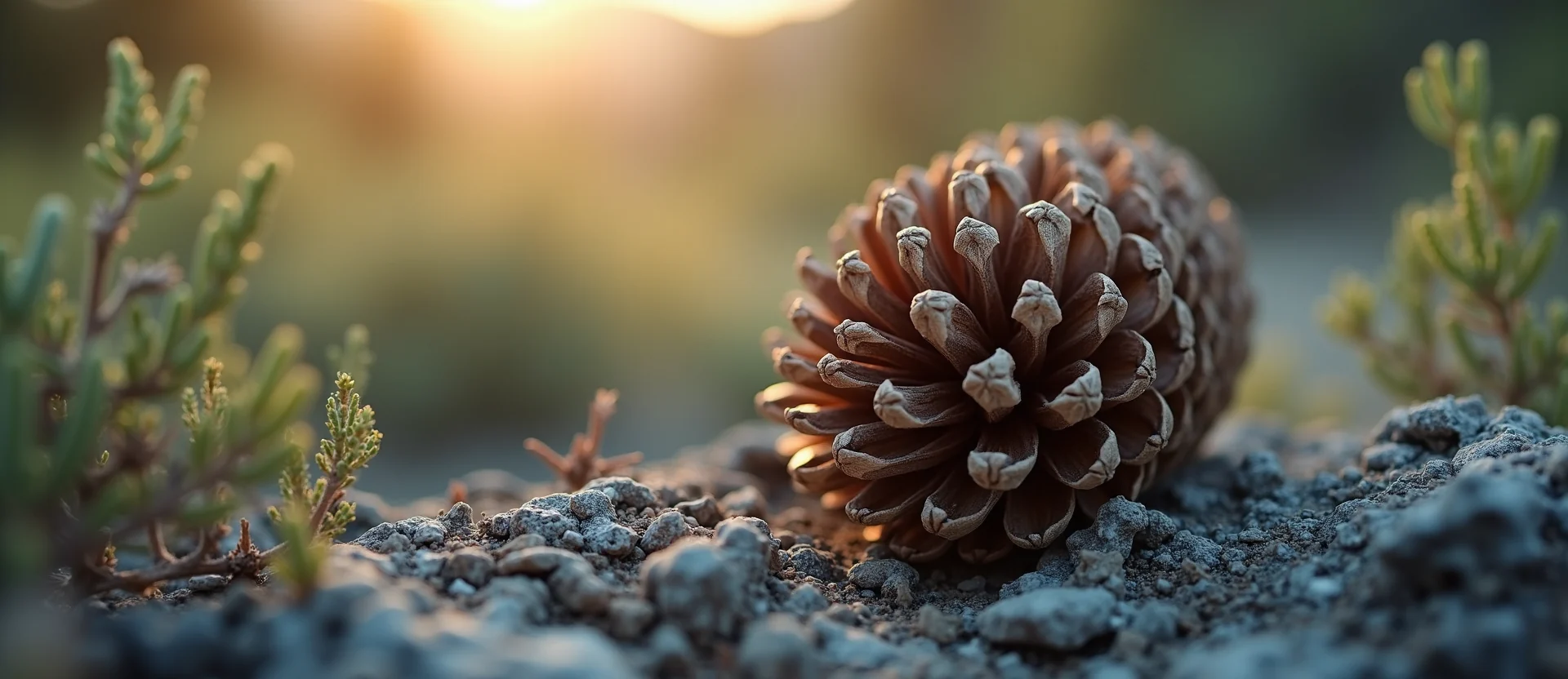 Symbolizing Seed/New Beginning: A local Bitterbrush opening pine cone. - AI Generated