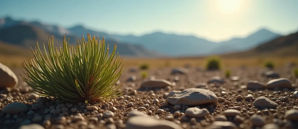 Symbolizing Seed/New Beginning: A local Desert Peach single pine seed on dry earth. - AI Generated
