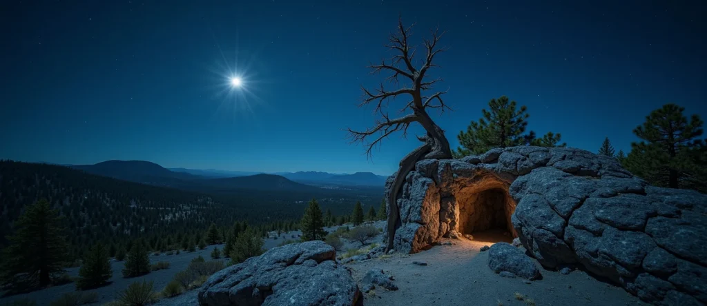 Symbolizing Growth/Resilience: A local Ponderosa Pine tree growing out of a rock cleft. - AI Generated