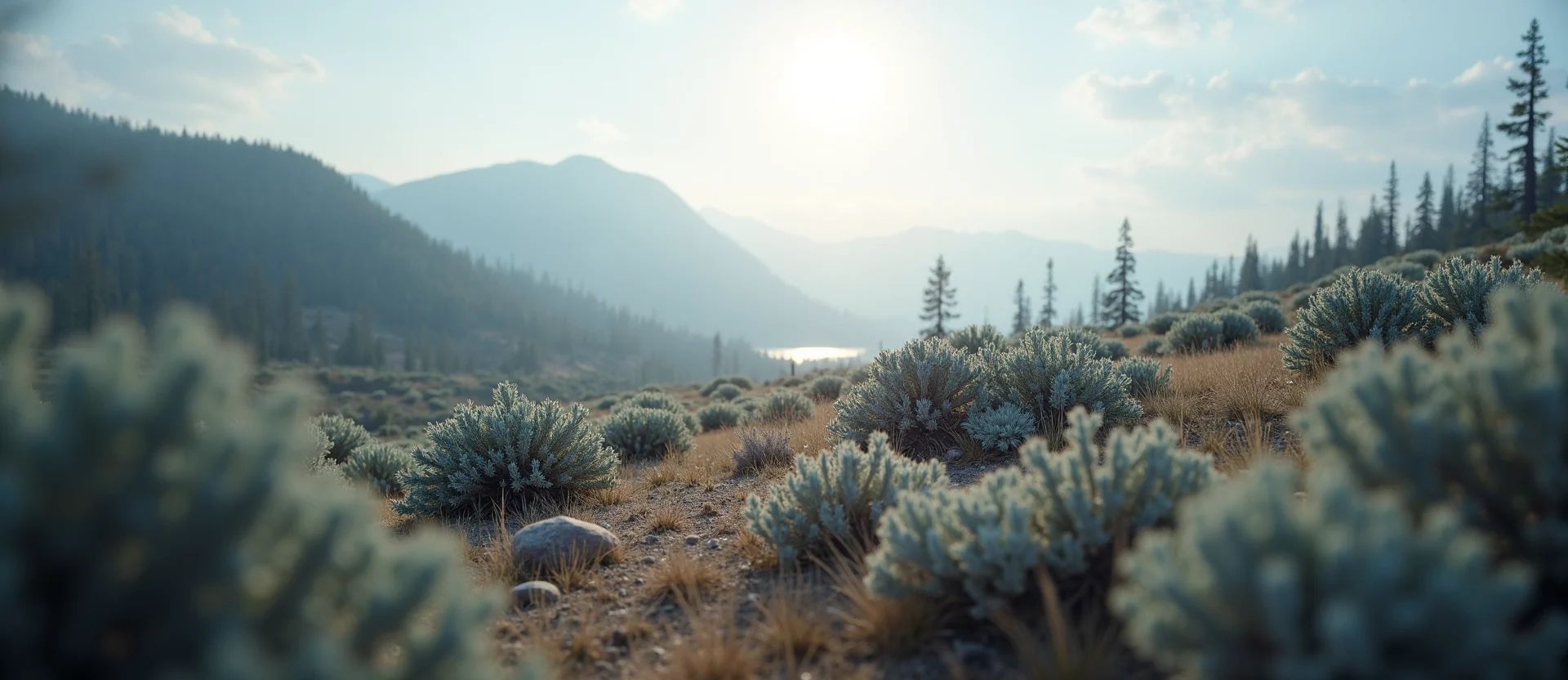Symbolizing Identity/Local: A local Bitterbrush Sierra Nevada skyline. - AI Generated