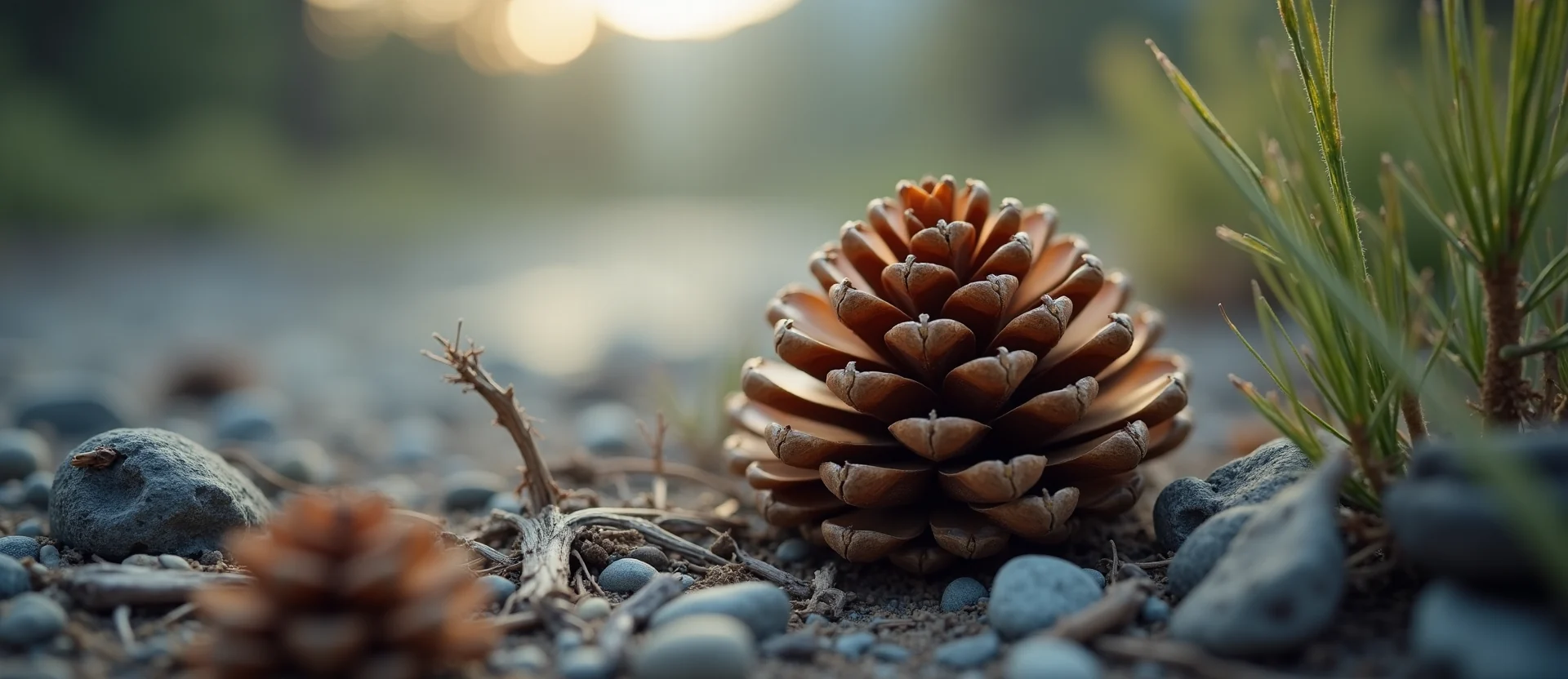 Symbolizing Seed/New Beginning: A local Bitterbrush opening pine cone. - AI Generated