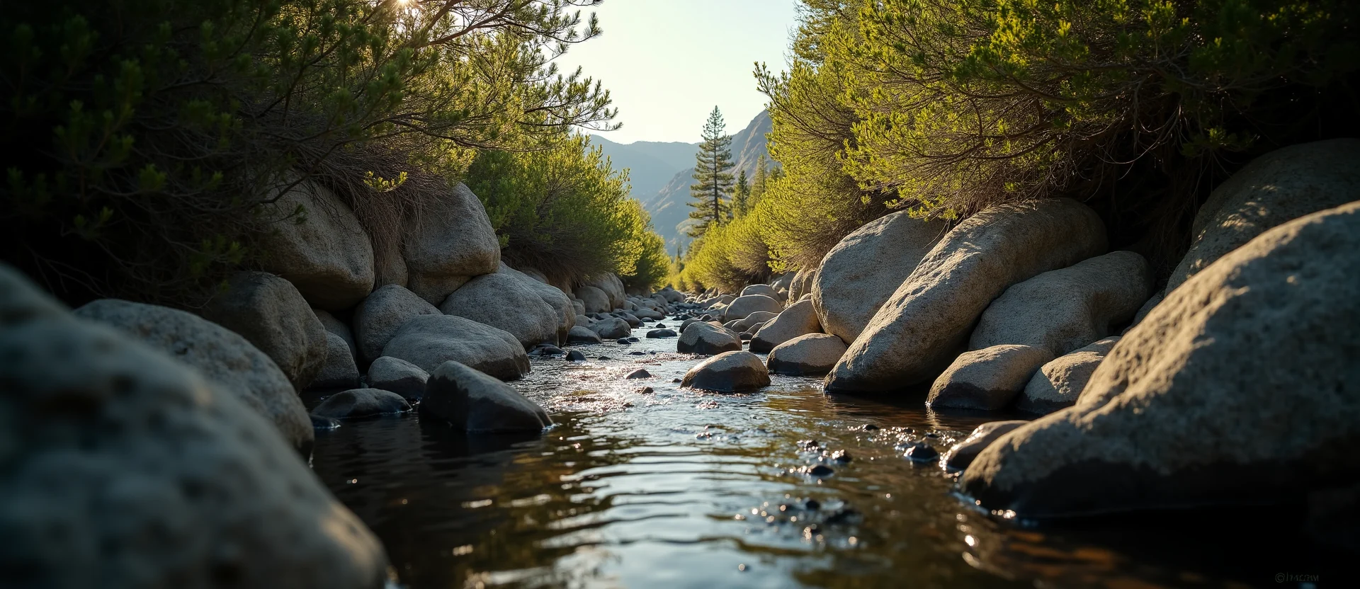 Symbolizing Flow/Cleansing: A local Manzanita babbling mountain creek. - AI Generated