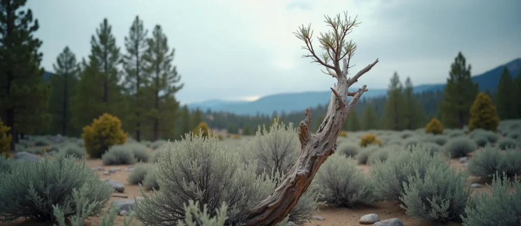 Symbolizing Growth/Resilience: A local Ponderosa Pine new branch reaching for the sky. - AI Generated