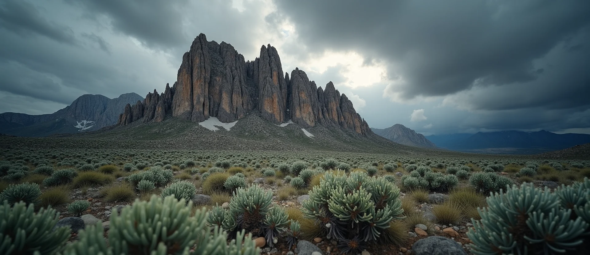 Symbolizing Stability/Peak: A local Sagebrush (Artemisia tridentata) jagged granite peak. - AI Generated