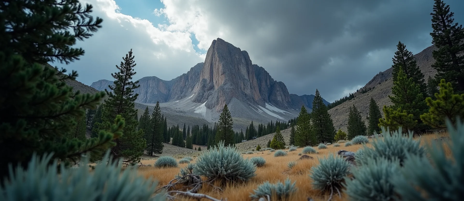 Symbolizing Stability/Peak: A local Ponderosa Pine jagged granite peak. - AI Generated
