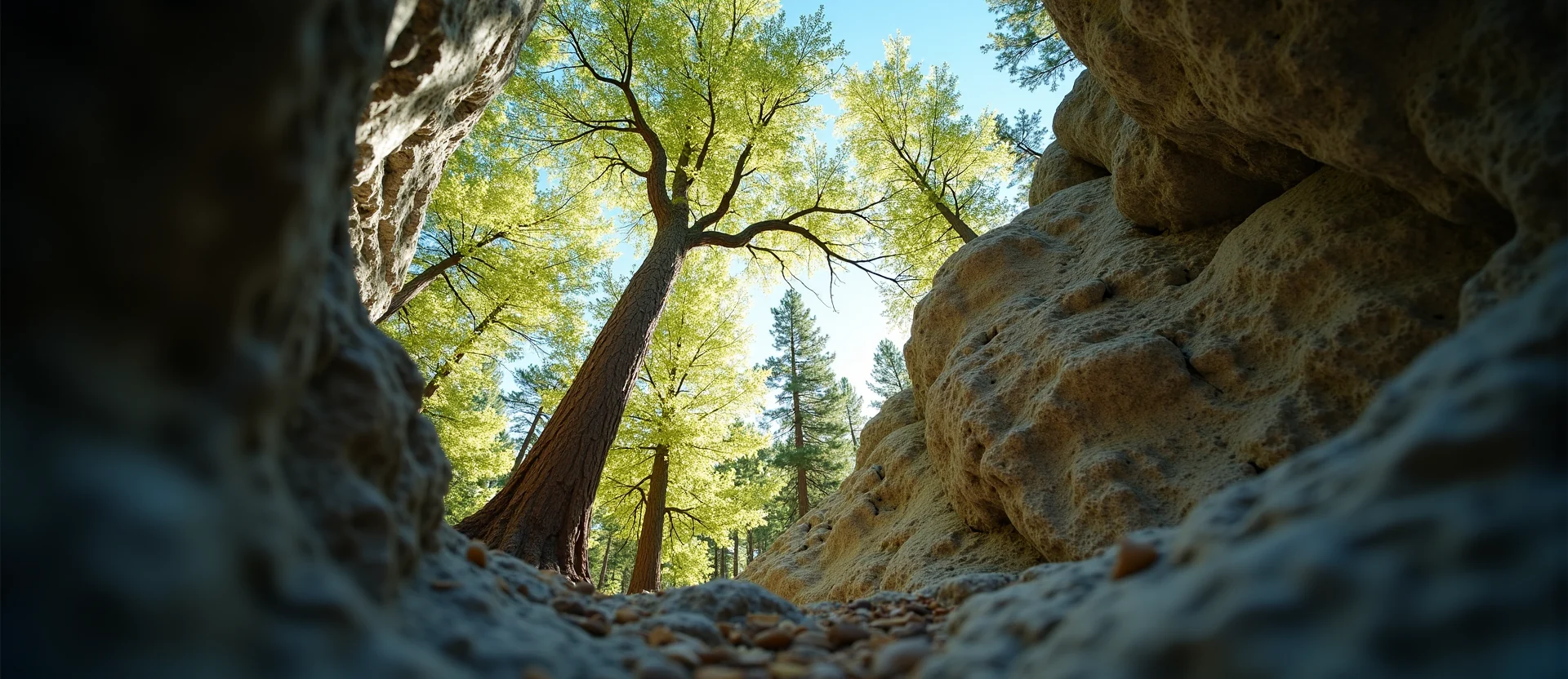 Symbolizing Growth/Resilience: A local Ponderosa Pine tree growing out of a rock cleft. - AI Generated