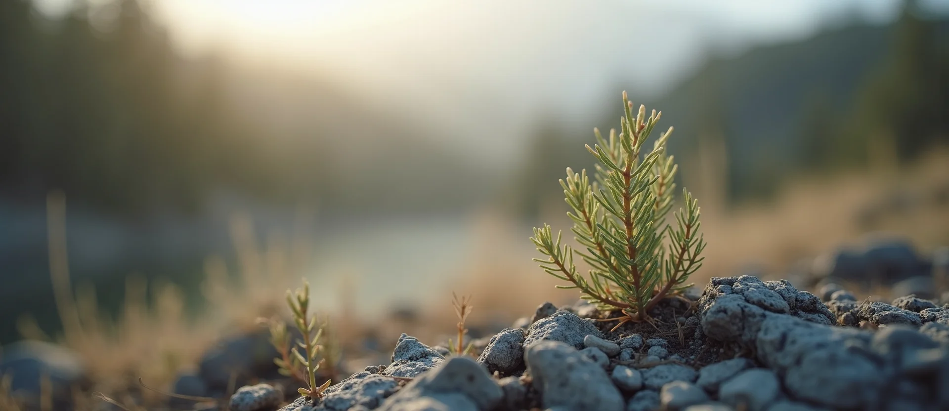 Symbolizing Seed/New Beginning: A local Mountain Mahogany sprouting sagebrush seedling. - AI Generated