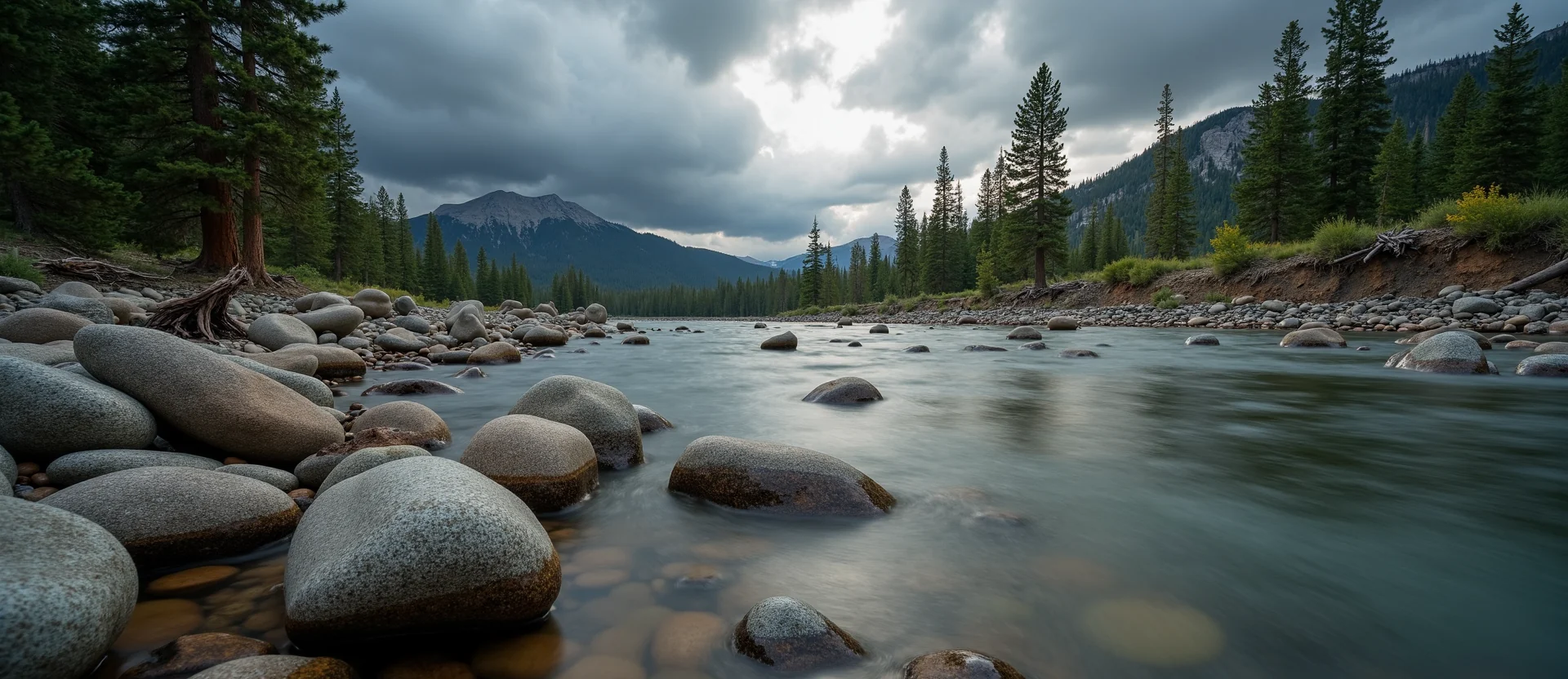 Symbolizing Flow/Cleansing: A local Ponderosa Pine smooth Truckee river stones. - AI Generated