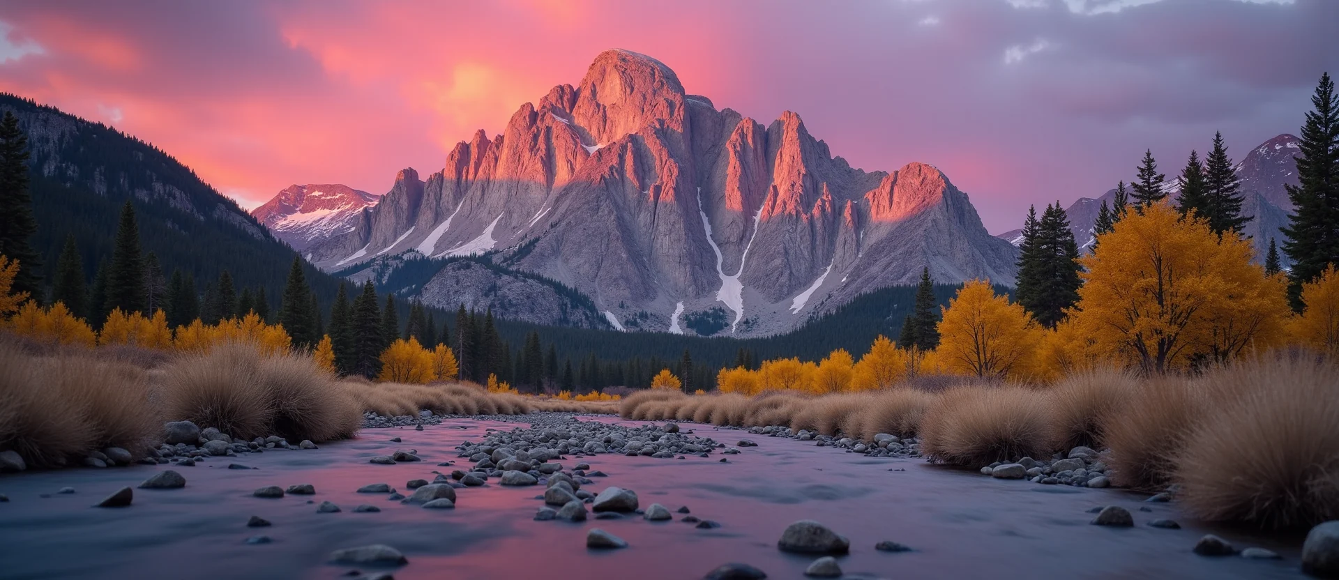 Symbolizing Stability/Peak: A local Quaking Aspen jagged granite peak. - AI Generated
