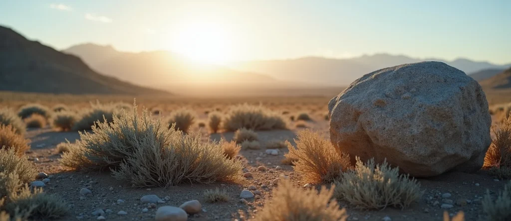 Symbolizing Stability/Peak: A local Bitterbrush unshakable boulder. - AI Generated
