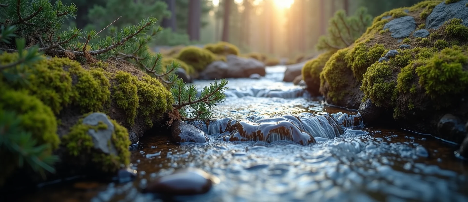 Symbolizing Flow/Cleansing: A local Sierra Juniper babbling mountain creek. - AI Generated